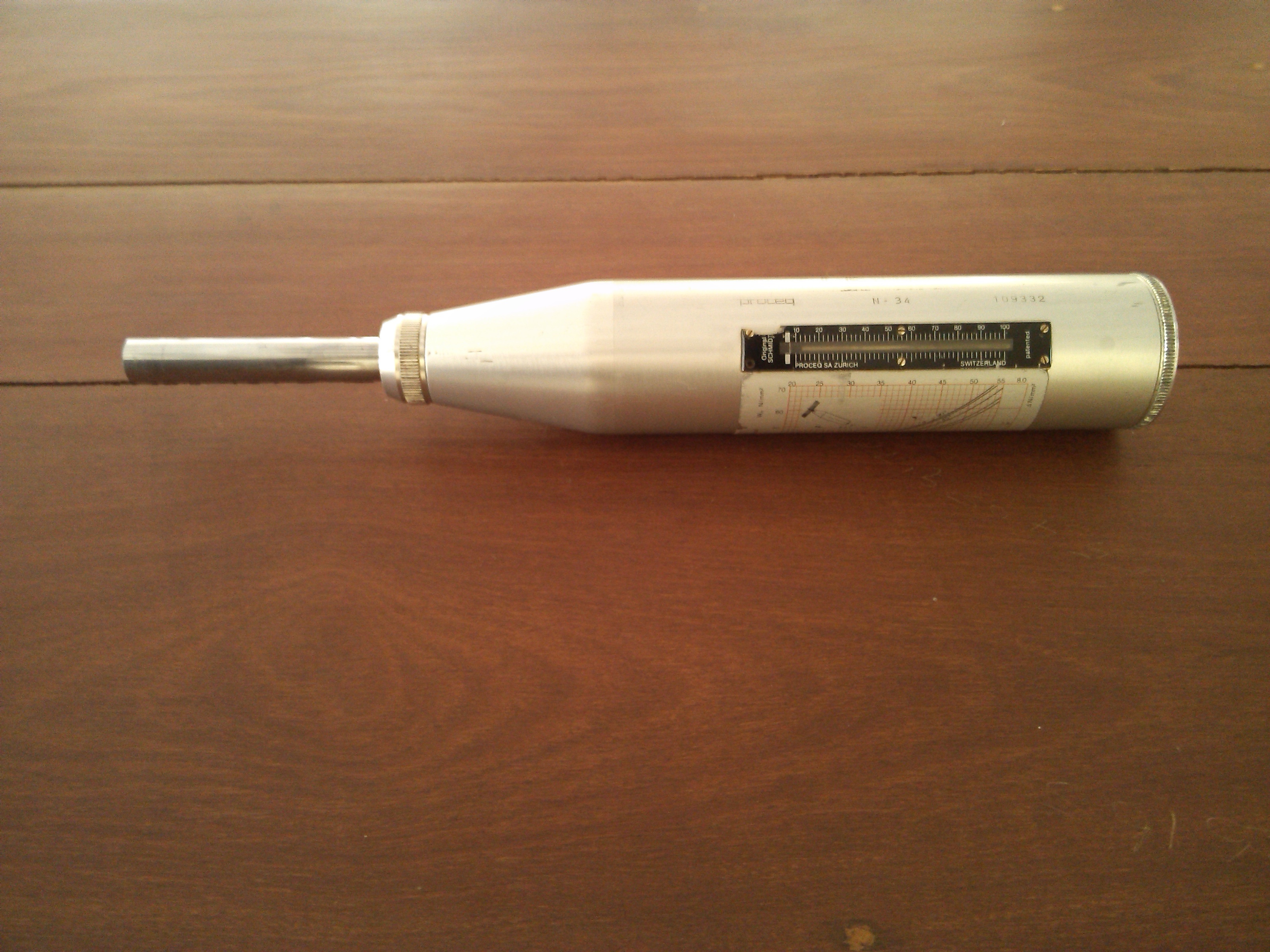 Schmidt Rebound Hammer Type N in carrying case with carborundum stone and plunger